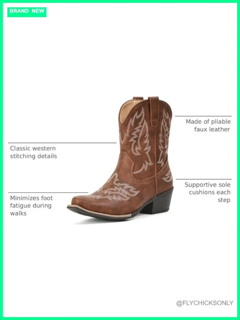 Faux Leather Cowboy Ankle Boots Snip Toe Pull-On Western Booties